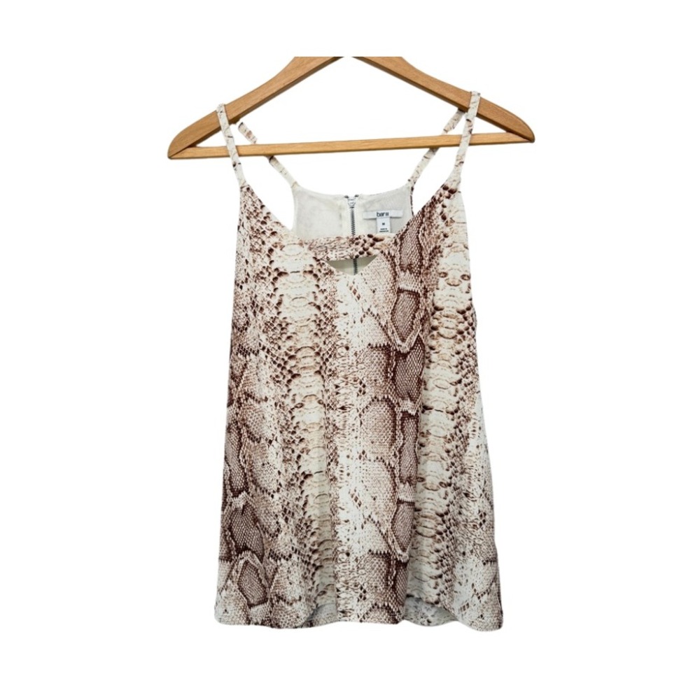 Bar III Tank Top Snakeskin Print Zipper Back Camisole Animal Print Chic Size MD